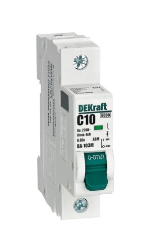 Выключатель автоматический без теплозащиты 1P 10А х-ка C 6кА ВА-103M | Код. 12501DEK | DEKraft