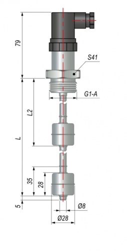 Датчик уровня поплавковый ПДУ-2Н.2.1500.150.К.G1 | код 139626 | ОВЕН