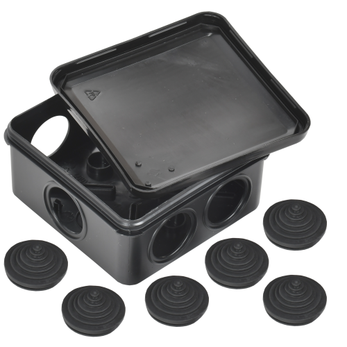 Коробка расп. КМ41255 100х100х50мм IP44 6 вв. черная IEK | код UKO21-100-100-050-K02-44 | IEK фото 2