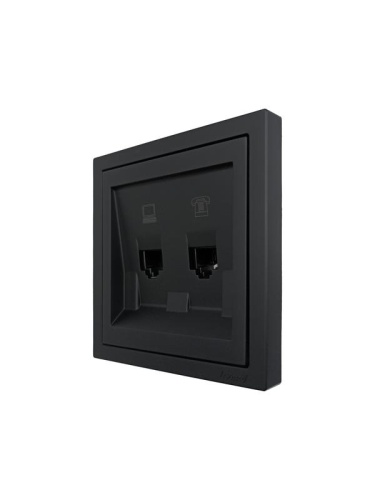 ZIMA Розетка компьютер+телефон черный бархат LEZARD | код 704-4288-143 | LEZARD