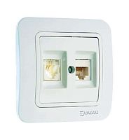 Розетка компьютерная + телефонная 2-м СП Lillium TF кат.5E 16А IP20 евро стандарт бел./бел. Makel 70037