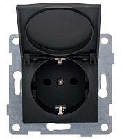 GUSI Ugra механизм розетки 1-ой с/з с з/ш и крышкой, скрытая установка, 16А, 250В. Цвет графит. | код С11Р91-010 | GUSI ELECTRIC