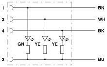 Кабель для датчика / исполнительного элемента SAC-4P-M12MR/1,0-PUR/M12FS-3L | код 1560073 | PHOENIX CONTACT