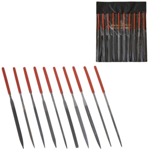 Набор надфилей расширенный RUICHI 10 шт., 140 мм, с крестовой насечкой | код 113192 | Ruichi