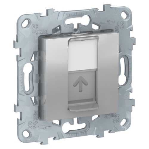 UNICA NEW ЛИЦЕВАЯ ПАНЕЛЬ RJ45 KEYSTONE/SYSTIMAX, алюминий | код NU546130 | Systeme Electric