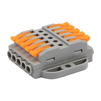 Клемма СМК 222-425P проходная 5 полюсов, с монтажной площадкой (0,08-4 мм кв), серая (блистер 4 шт./уп.) REXANT | код 07-6265-4 | REXANT
