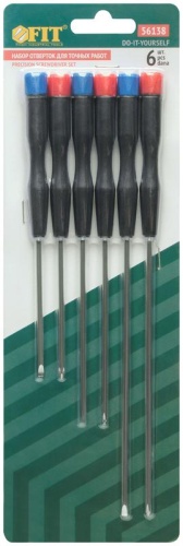 Отвертки для точных работ удлиненные 6 шт, PH/SL | код 56138 | FIT