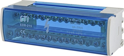 Блок распределительный EDB-215 2p, L+PE/N, 125A (15 выходов) | код 001102302 | ETI
