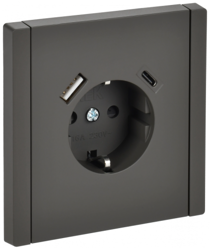 FORTE&PIANO Роз. з/к/ш в/к 16А USB A+C 18Вт FP347 сер. IEK | код FP-R14-16-U22-018-K03 | IEK