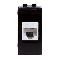 Розетка компьютерная 1-м СП Brava 1мод. RJ45 5E черн. | код 77654N | DKC