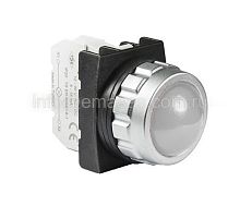 Арматура сигнальная белая со светодиодом 12-30 В перем. и пост. тока, серии H, 30мм | код H050XB | EMAS