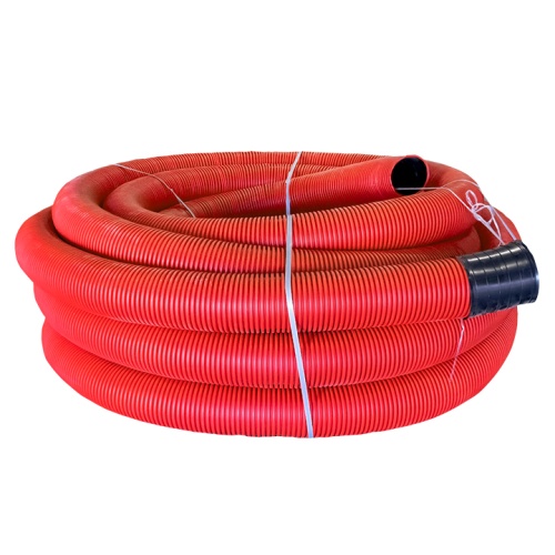 Труба гофр, двустенная ПНД/ПНД гибкая с протяжкой d160 мм (50 м) красная-Plast | код tg2st-160-50m | EKF