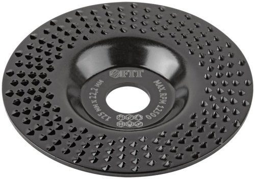 Диск обдирочный по дереву, плоский, посадочный диаметр 22,2 мм, 125 мм, грубая насечка | код 39527 | FIT