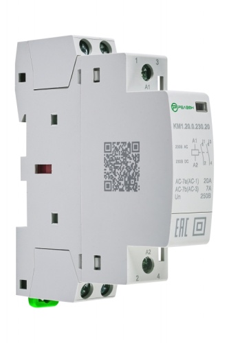 KM1.20.0.230.20 Модульный контактор 2НО контакта 20А (~/= 230В AC/DC) | код KM120023020 | РЕЛЕОН