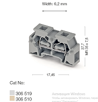 306 519, Миниклеммник пружинный на монт.плату, 2,5 мм.кв. (серый), MPK 2.5 | код 0.0.0.3.06519 | KLEMSAN
