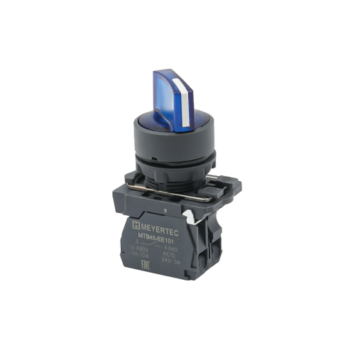 Переключатель на 3 положения с фиксацией и подсветкой, синий, 1NO, 220V AC/DC, IP65, пластик MTB5-AK36713 | код 137292 | MEYERTEC