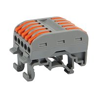 Клемма СМК 222-425D проходная 5-полюсная, с креплением на DIN-рейку (0,08-4 мм кв) серая (20 шт./уп.) REXANT | код 07-5236 | REXANT