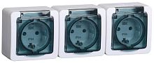 Розетка трехместная ГЕРМЕС PLUS IP54, открытый монтаж, с заземлением, белый | код. ERMP32-K03-16-54-EC | IEK