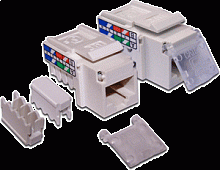 Модуль Keystone, RJ45, кат.5E, UTP, 90 градусов, со шторкой, белый | код LAN-OK45U5E/90-WH | LANMASTER