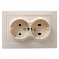 Розетка двухместная КВАРТА, скрытый монтаж, со шторками, кремовый | код. ERK20-K33-10-DM | IEK