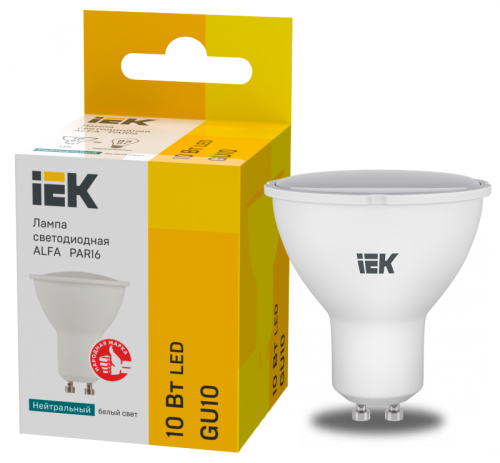 Лампа LED ALFA PAR16 софит 10Вт 230В 4000К GU10 (6шт)IEK | код LLA-PAR16-10-230-4-GU10-6 | IEK Лампа LED ALFA PAR16 софит 10Вт 230В 4000К GU10 (6шт)IEK | код LLA-PAR16-10-230-4-GU10-6 | IEK