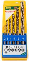 Набор сверл HSS по металлу с добавкой кобальта 5%, 6 шт (2-3-4-5-6-8 мм) | код 34013 | FIT