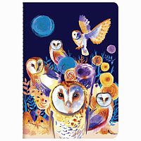 Тетрадь 40 л. в клетку обложка SoftTouch, бежевая бумага 70 г/м2, сшивка, А5 (147х210 мм), СОВЫ, BRAUBERG, 403780 | код 403780 | BRAUBERG