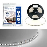 Лента светодиодная стабилизированная LEDх120/м 40м 8w/m 48в 4000K | код 48792 | Feron