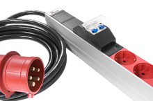 Верт блок розеток, мониторинг, измерение, 3 фазы 16А, 18S, 1420 мм, вх IEC 309, шнур 3м | код R-MC8-3x16-18S-MI-1420-3-3PN | REM