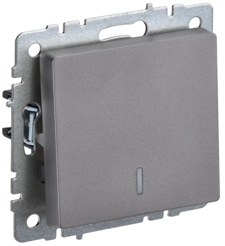 BRITE Выключ. 1-кл. прох. с инд. 10А ВС10-1-7-БрС сталь IEK | код BR-V12-1-10-K46 | IEK