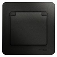 Розетка GLOSSA, скрытый монтаж, с заземлением, с крышкой, со шторками, антрацит | код. GSL000746 | Schneider Electric