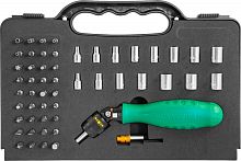 DR0253S Рукоятка отверточная трещоточная с гибкой головкой в наборе с битами и головками, 53 предмета | код DR0253S | JONNESWAY
