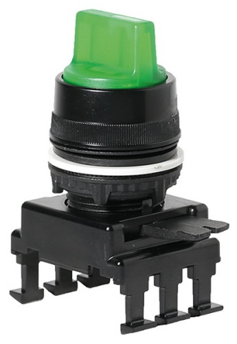 Переключатель поворотн. 3-х поз. HL66C2 с подсв. с фикс 1-0-2, 30° (зел.) | код 004770165 | ETI