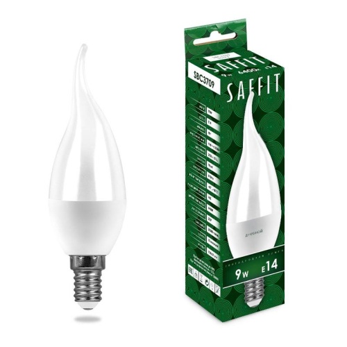 Лампа светодиодная LED 9вт Е14 дневной матовая свеча на ветру | код 55173 | Feron