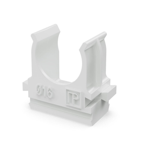 Крепёж-клипса для труб Полистирол белая d16 мм (100шт/2000шт уп/кор) Промрукав | код PR.02716б | ПРОМРУКАВ Крепёж-клипса для труб Полистирол белая d16 мм (100шт/2000шт уп/кор) Промрукав | код PR.02716б | ПРОМРУКАВ