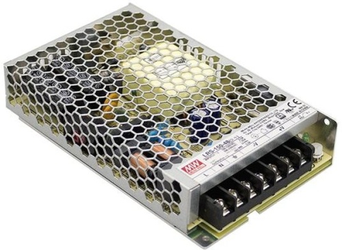 Источник питания AC-DC, 156Вт, вход 85…264В AC, 47…63Гц / 120…370 В DC, выход 24В/6.5A, рег. вых ±10%, изоляция 3750В AC, в кожухе 159х97х30мм, -30…+70С | код LRS-150F-24 | MeanWell