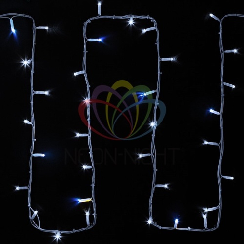 Гирлянда модульная "Дюраплей LED" 20м 200LED мерцающий "Flashing" (каждый 5-й диод) бел. провод бел. каучук | код 315-185 | Neon-Night