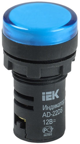 Лампа AD22DS(LED)матрица d=22мм синий 12В AC/DC | код BLS10-ADDS-012-K07 | IEK Лампа AD22DS(LED)матрица d=22мм синий 12В AC/DC | код BLS10-ADDS-012-K07 | IEK