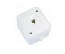 Розетка телефонная 1-м ОП 16А IP44 евро стандарт п/герм. бел. | код 18314 | Makel