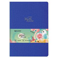 Тетрадь 60 л. в клетку обложка кожзам под лён, сшивка, В5 (179х250мм), СИНИЙ, BRAUBERG PASTEL, 403875 | код 403875 | BRAUBERG