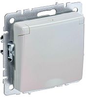 BRITE Розетка 1-местная с заземлением с защитными шторками и крышкой 16А IP20 РСбш10-3-БрЖ жемчуг | код BR-R16-16-K36 | IEK