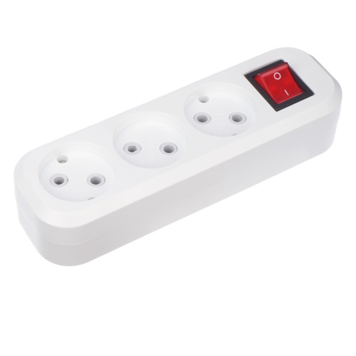 Колодка 3 гнезда с кнопкой без заземления REXANT | код 11-8705 | REXANT