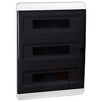 Распределительный шкаф OptiBox P 54 мод., IP41, встраиваемый, пластик, прозрачная черная дверь | код. 117960 | КЭАЗ