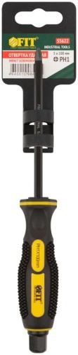 Отверткa ударная, сталь S2, шестигран.жало, боек под ключ, прорезиненная ручка, Профи 5х100 мм PH1 | код 55622 | FIT фото 3