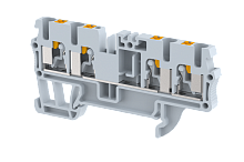 Клемма проходная PUSH-IN 2,5 мм2, на 4 подключения, серая PQ2.5-2X2-GREY | код 3102060000 | Elmex
