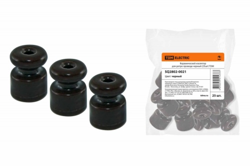 Керамический изолятор для ретро провода черный (25шт) TDM | код SQ2802-0021 | TDM Керамический изолятор для ретро провода черный (25шт) TDM | код SQ2802-0021 | TDM