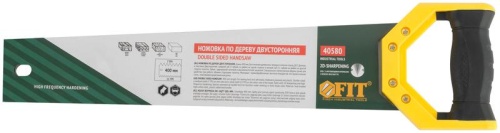 Ножовка по дереву двусторонняя, каленый средний/мелкий зуб 7 TPI /11 ТPI, 400 мм | код 40580 | FIT фото 3 Ножовка по дереву двусторонняя, каленый средний/мелкий зуб 7 TPI /11 ТPI, 400 мм | код 40580 | FIT фото 3