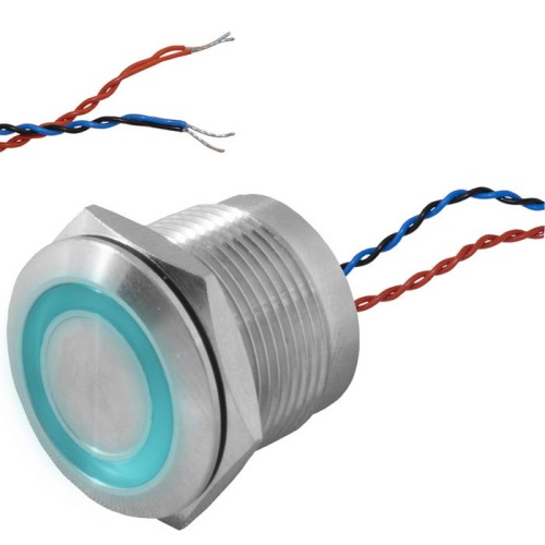 Кнопка пьезо с подсветкой, с фиксациией RUICHI RPS19ZE/B on-off, М19, IP68, нержавеющая сталь | код 114250 | Ruichi Кнопка пьезо с подсветкой, с фиксациией RUICHI RPS19ZE/B on-off, М19, IP68, нержавеющая сталь | код 114250 | Ruichi