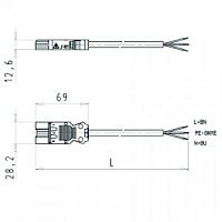 Кабельная сборка, оконеченная вилочным разъемом GST18i3, и свободным концом, 3 полюса, длина кабеля: 1,5 метра, сечение жил кабеля: 3х1,5 мм.кв., номинальное напряжение: 250V, номинальный ток: 16А, цвет разъема: красный, цвет кабеля: черный | код G0