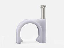 Скоба 35мм круглая пластиковая -белая HLT | код 084-07-11 | HLT